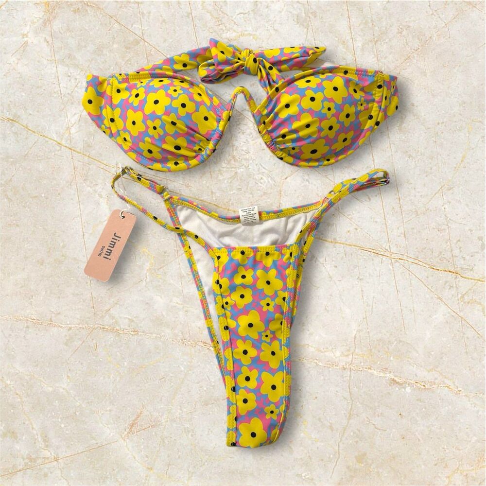 Jimmi Swim High Cut Floral Bikini | Size small